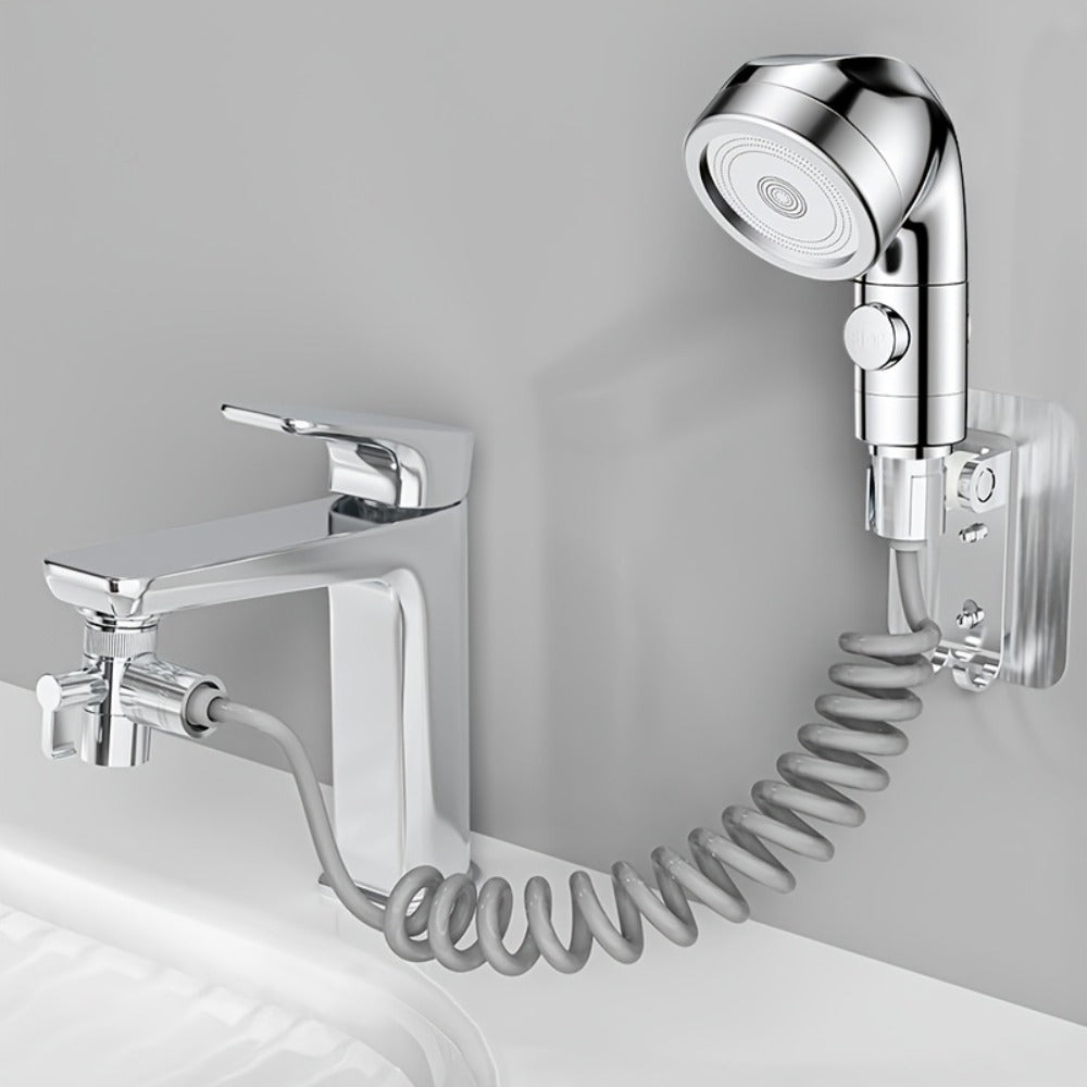 Faucet Extender Pull-Out Retractable Showerhead for Washbasin - Hot & Cold Compatible Hair Washing Sink Sprayer