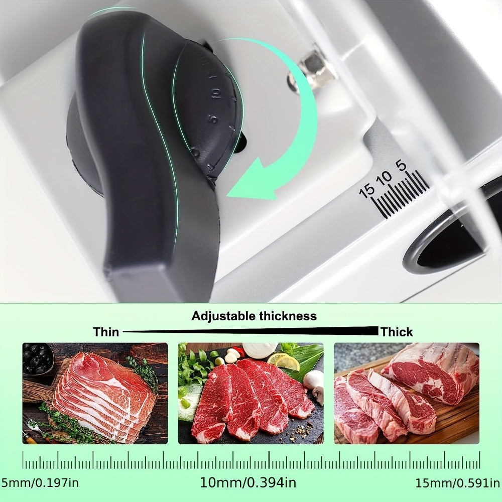 Electric Meat Slicer for Home, 6.7" Stainless Steel Blade, 150W Deli Food Slicer with Adjustable 0-15mm Thickness for Cold Cuts