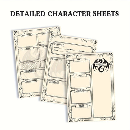 DnD 5e Character Sheet Set with Spell Tracker, A5 Player Journal for Dungeons & Dragons Campaigns