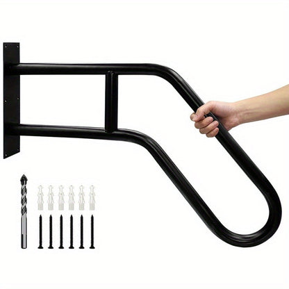 Stair Handrail Outdoor Anti-Slip Wall Mounted for 1-3 Steps, U-Shaped Carbon Steel Grab Bar for Porch