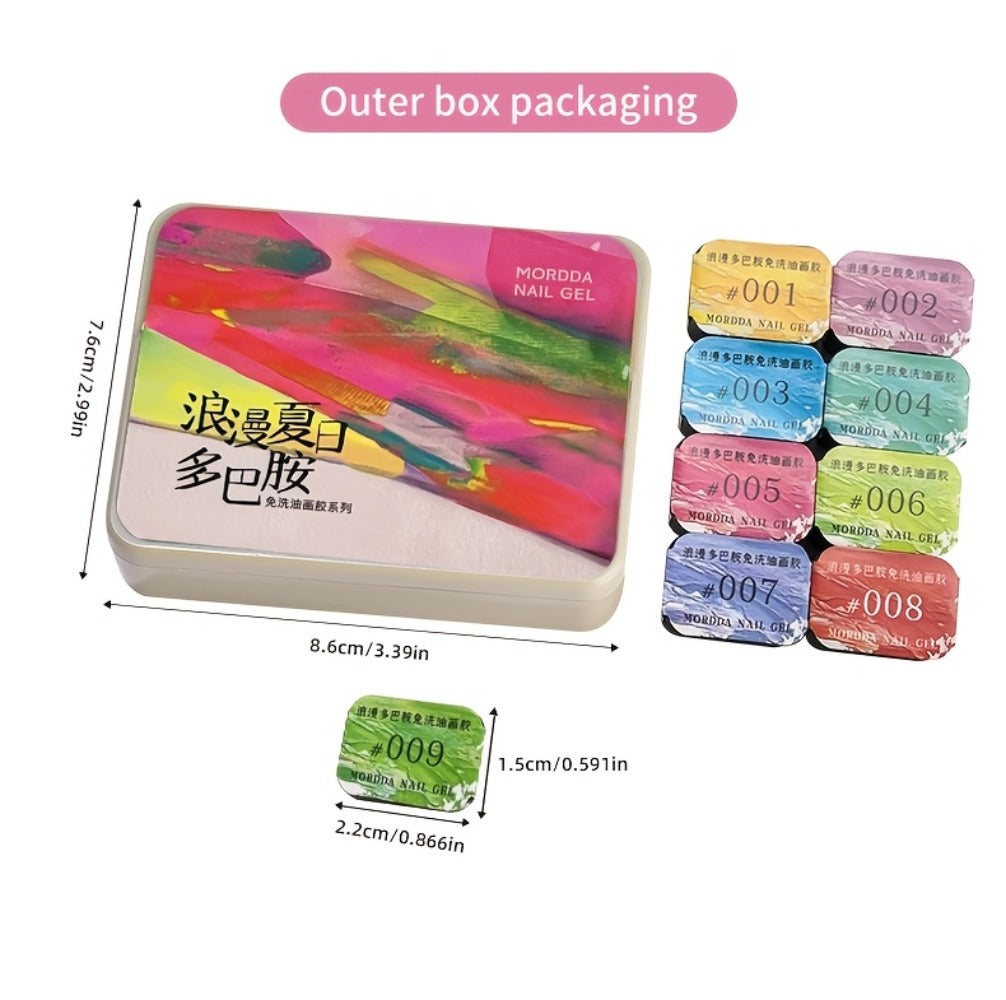 Gel Nail Polish Set with MORDDA Label, 9 Romantic Summer Dopamine Gel Colors in Nine-Grid Set