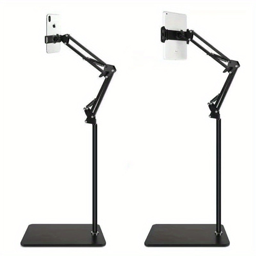 Floor Stand Phone Tablet Holder 68.9 Inch Flexible Gooseneck Lazy Bracket with 360° Rotating Head Foldable Adjustable Arm for Bed Sofa Desk