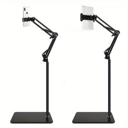 Floor Stand Phone Tablet Holder 68.9 Inch Flexible Gooseneck Lazy Bracket with 360° Rotating Head Foldable Adjustable Arm for Bed Sofa Desk