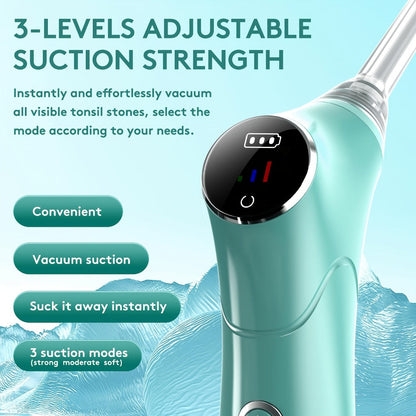 Tonsil Stone Remover Electric Vacuum Kit, Built-In LED Light, 3 Suction Modes & 5X Magnifying Mirror, Oral