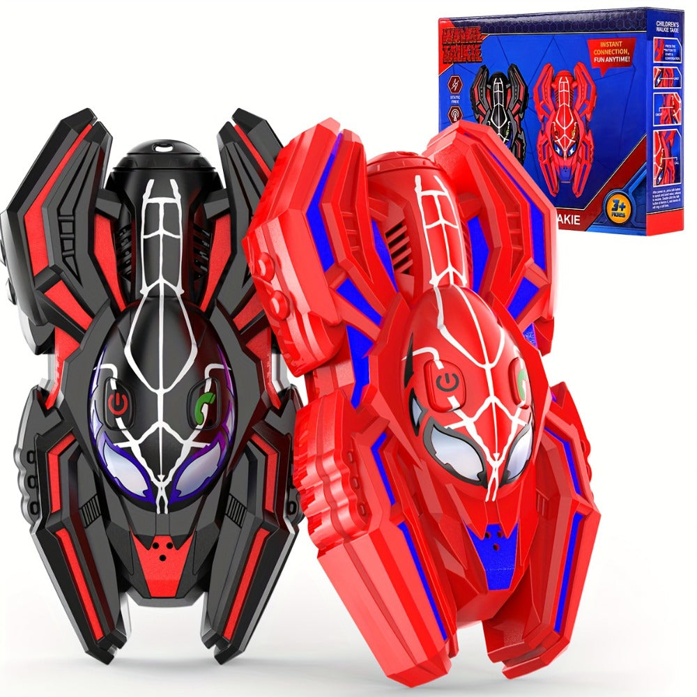 Spider Walkie Talkies for Kids 2-Pack, 2-Way Radio Toy, Grip, Push-to-Talk, Lanyard Hole, Ages 3-12 Boys & Girls