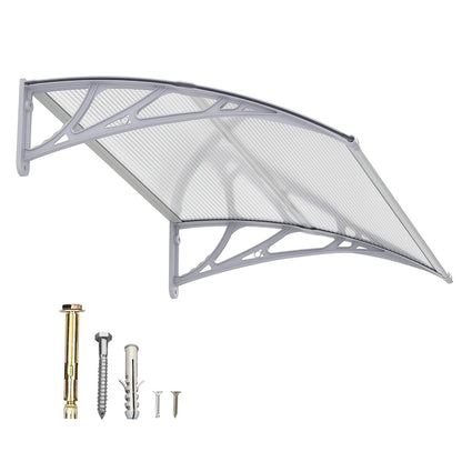 Polycarbonate Window Awning Door Canopy - UV Rain Snow Sun Protection Overhang for Doorways, Patio & Windows