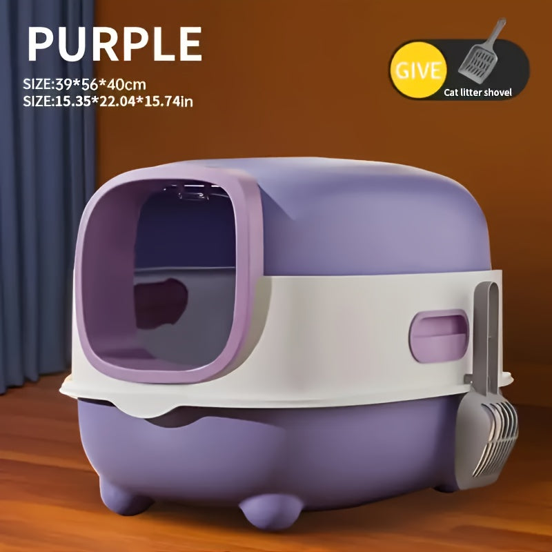 Hooded Cat Litter Box 5 Colors – Fully Enclosed Spill-Proof Design with Scoop Included | Easy to Assemble