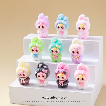 Cute Flocked Plush Mini Dolls 10pcs – Car Dashboard & Desktop Decoration, Random Mixed Colors, Fun Car Interior Accessory & Office Desk