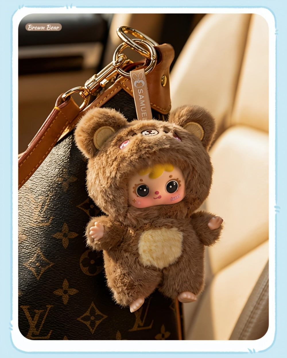 Kawaii Plush Keychain Charm, Cute Pet Healing Doll Rabbit Bear Stuffed Animal Bag Pendant, Random Style