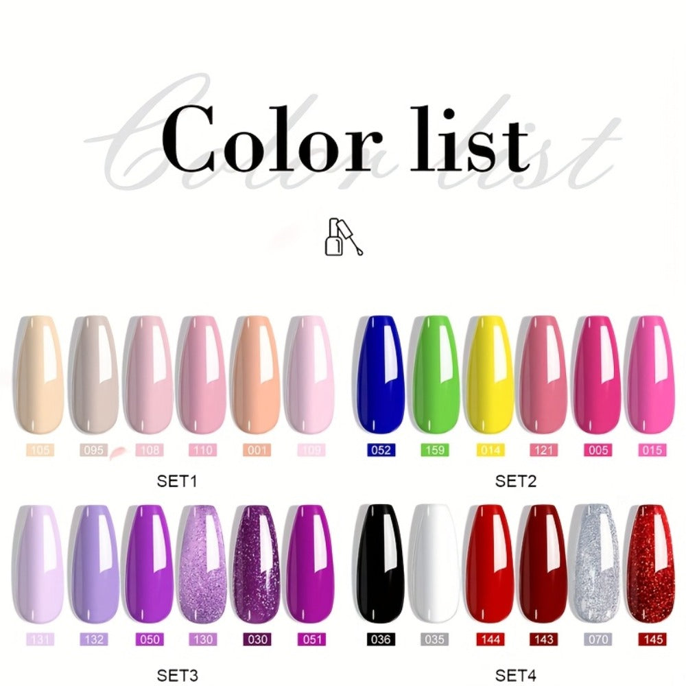 Gel Nail Polish Set with LIMEGIRL Label, 6 Fall Winter Glitter and Solid Colors, Two Palettes
