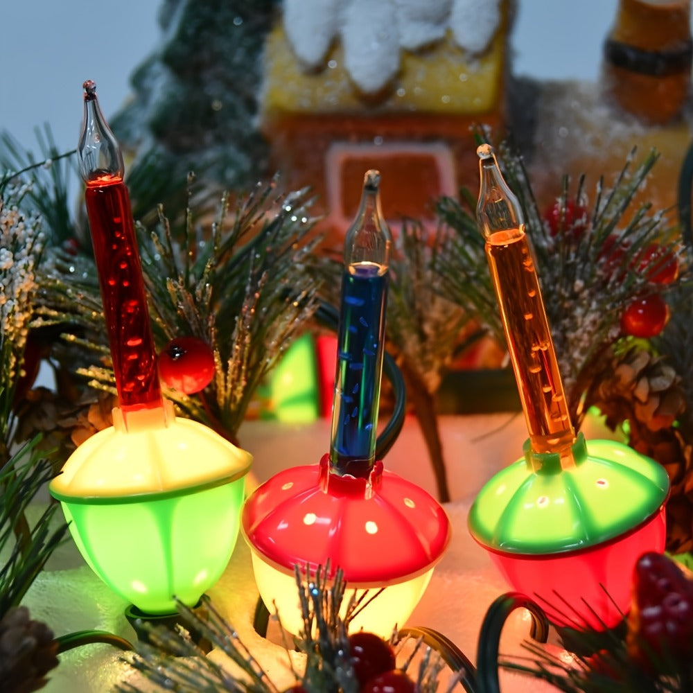 Christmas Bubble Lights 9 Pack Retro Multi Color, 8.8 Inch 5W E12 Base with 10 Bubble Bulbs 1 Spare
