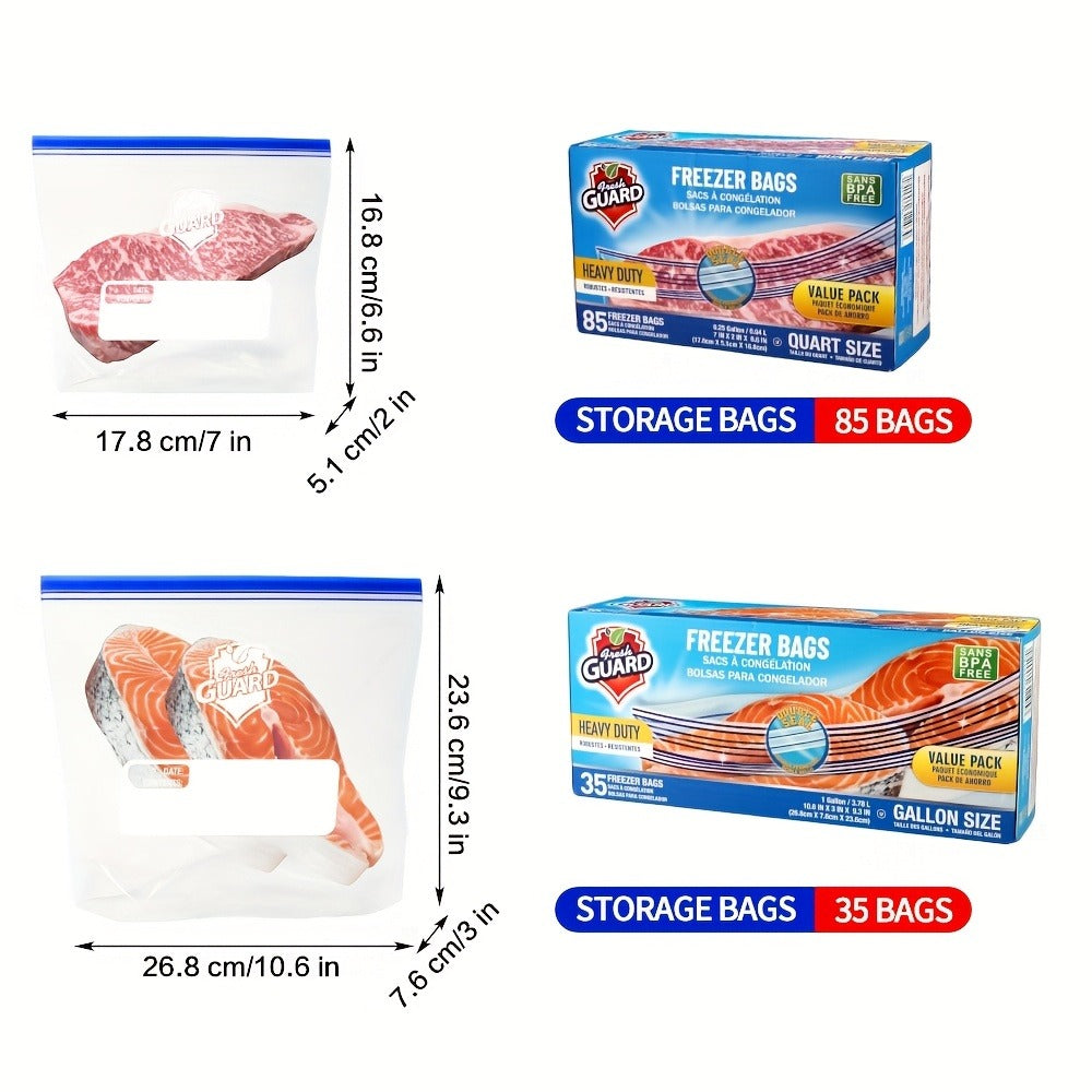 Reclosable Food Storage Bags Heavy Duty Ziplock Seal Fresh-Keeping Bags for Fruits Vegetables Grains Meat Kitchen Organizer Multiple Sizes