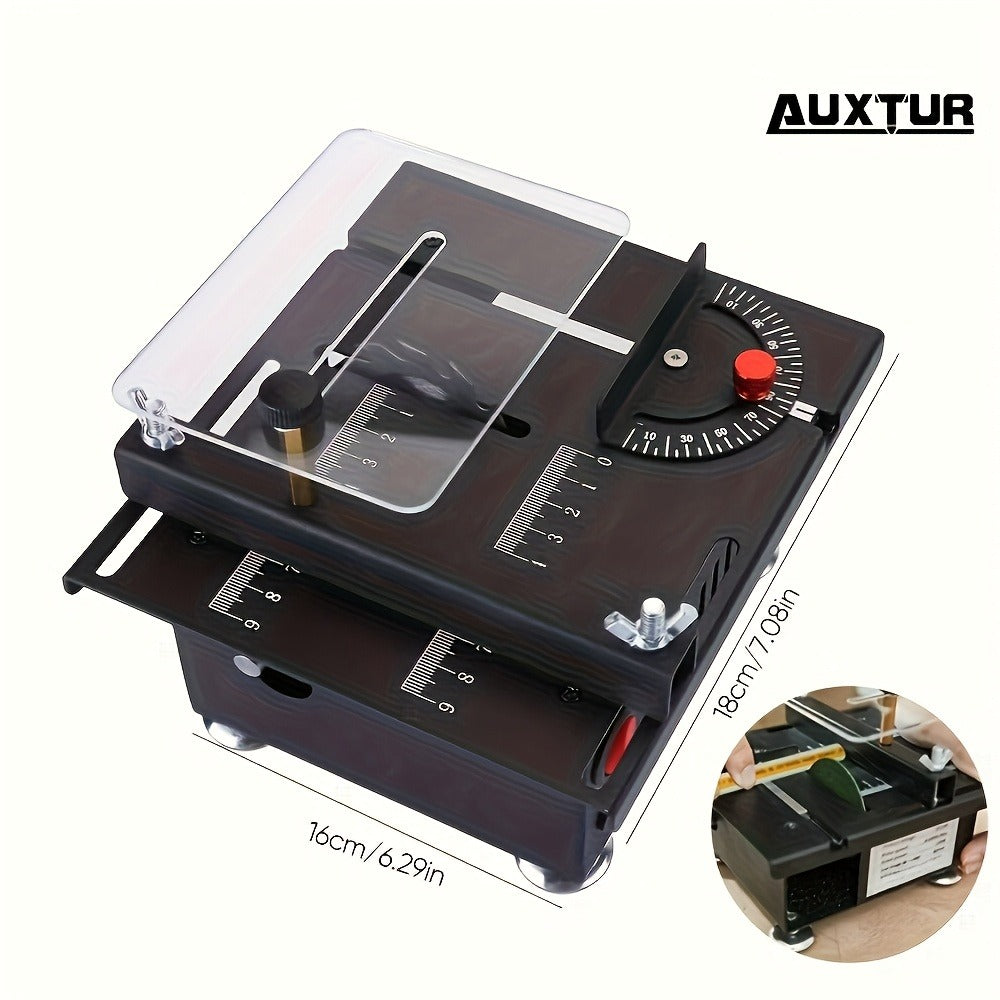 Mini Table Saw Multifunctional Desktop Cutting Machine, 100W Motor, 7-Speed Adjustable, 0-90° Angle Cut