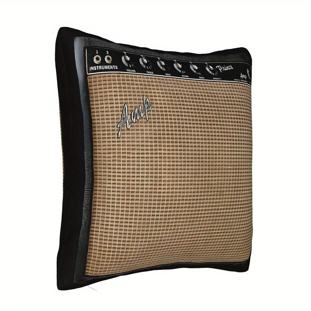 Throw Pillow Cover Guitar Amplifier Music Themed Decorative Cushion Case 18x18 Inch Zipper for Entryways, Bedrooms and Living Spaces