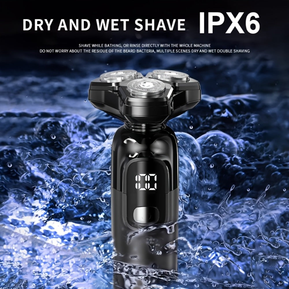 Rotary Shaver for Men 3-in-1 Cordless Rechargeable Electric Razor - Floating Head Wet Dry Shaver