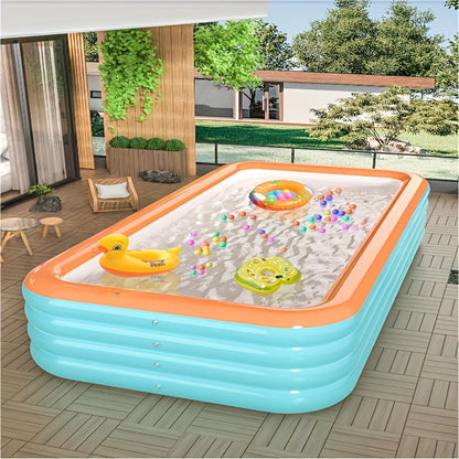 Inflatable Pool, Large Family Backyard Outdoor Summer Party Kids for Garden, Patio and Yard Use