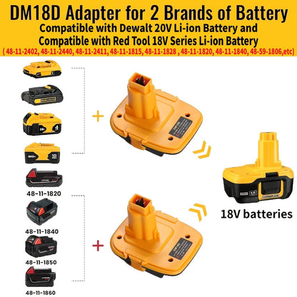 DM18D Battery Adapter for DeWalt 18V XRP NiCad NiMh Cordless Tools Compatible with DeWalt 20V for Entryways, Bedrooms and Living Spaces