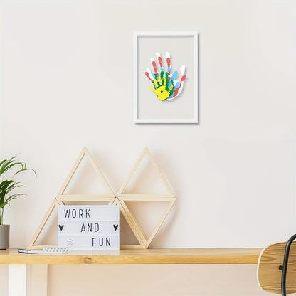 Family Handprint Kit with 4 Slots & 6 Colors, Memory Frame Keepsake Gift for Entryways, Bedrooms and Living Spaces