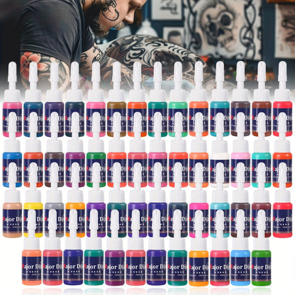 Tattoo Ink 54-Color Full Spectrum Bottle Set with Complete Palette Configuration for Color Selection