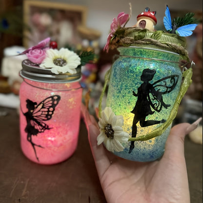 Fairy Mason Jar Lantern Craft Kit for Two Lights with Color-Changing LED Candles and Remote Control