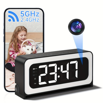 Security Camera 2K Clock-Format Model with Dual-Band WiFi, Color Night Vision, Motion Detection and Two-Way Talk