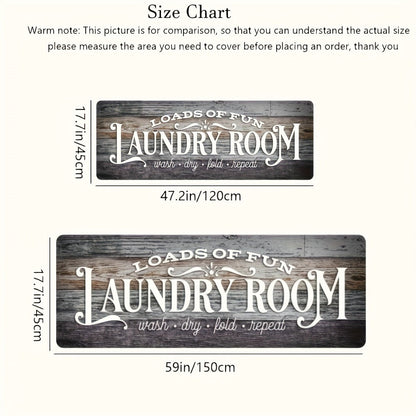 Non-Slip Laundry Room Mat Wood Grain Design – Heavy Duty Washable Rubber Backing Carpet | Rustic Dark Brown & Gray Kitchen Bathroom Rug |