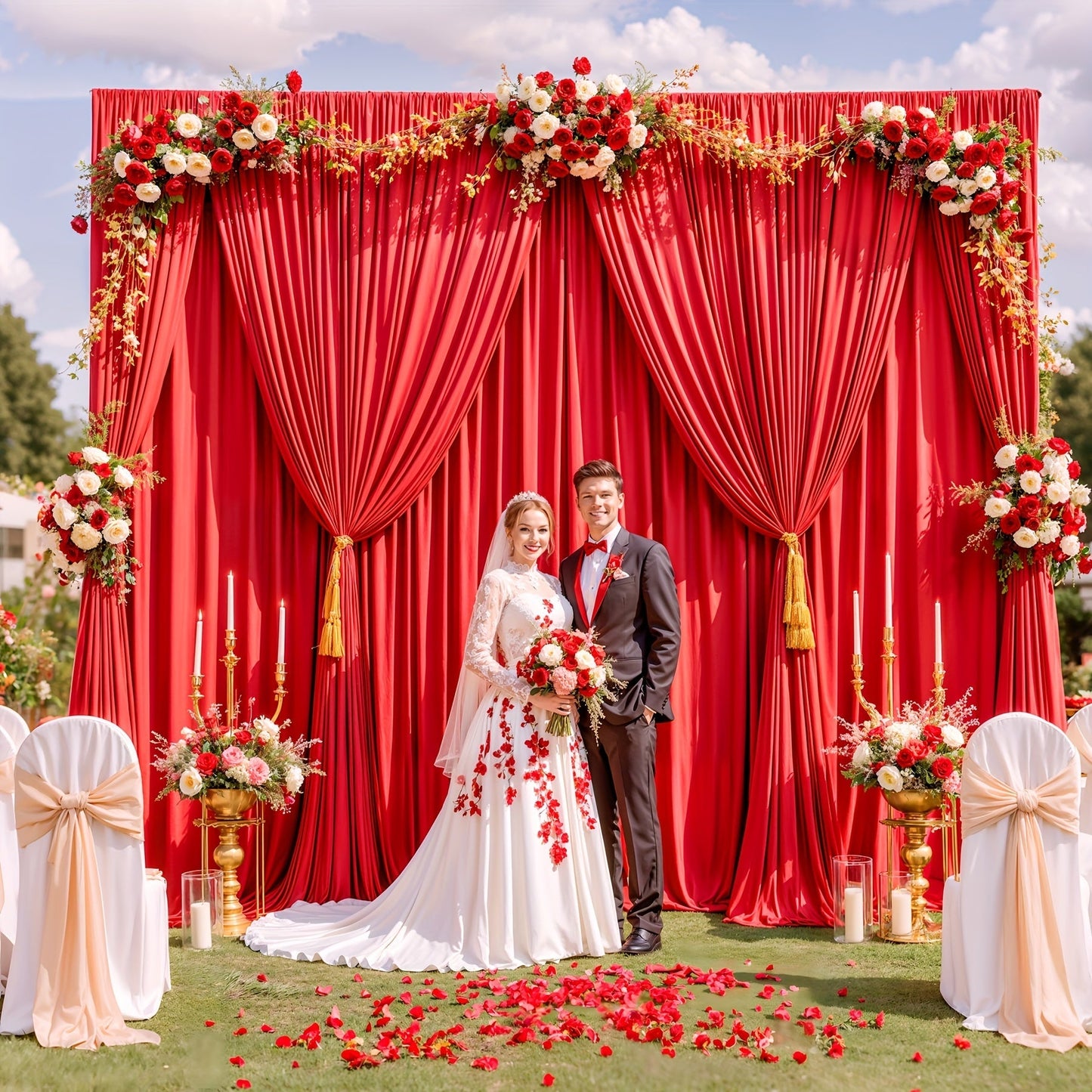 4-Pack 5x10ft Elegant Spandex Photography Backdrop | Wear-Resistant, Wrinkle-Free, Soft & Opaque Party Decoration Banners for Weddings