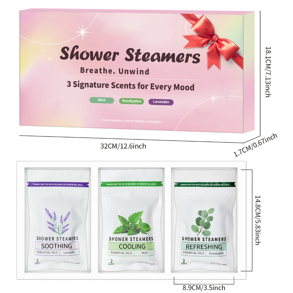 Shower Steamers Gift Set 6 Pcs Individually Wrapped – Natural Essential Oil Aromatherapy, for Bath Time, Home Spa and Personal Care