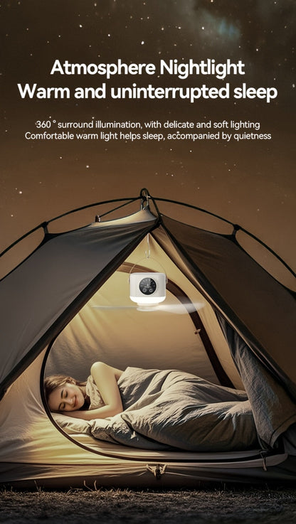 Camping Fan with Light & USB Rechargeable, Portable Outdoor Tent Fan with Tripod Stand, Detachable Blades