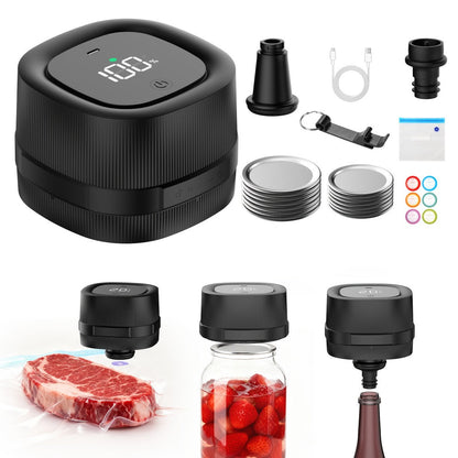 Electric Jar Vacuum Sealer 3-in-1 Food Storage Vacuum Sealer Machine with 14 Sealing Lids Wine Plug Vacuum Bag Bottle Opener