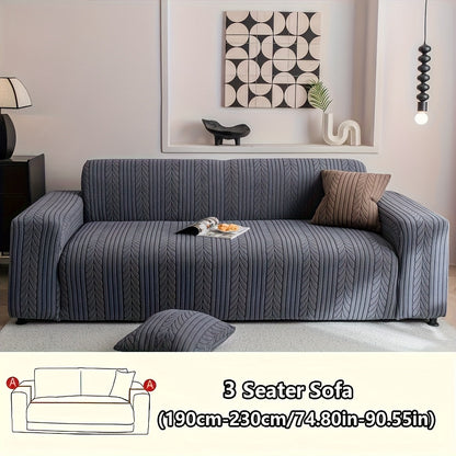 Sofa Cover Zigzag-Texture Fitted Slipcover for 1, 2, 3 or 4-Seater Sofas in Four Neutral Colors