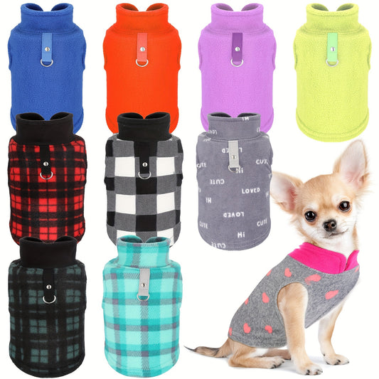 Small Dog Sweaters 10-Pack Fleece Plaid Pullover with Leash Ring – Soft Warm Winter Puppy Shirts for Small Breeds