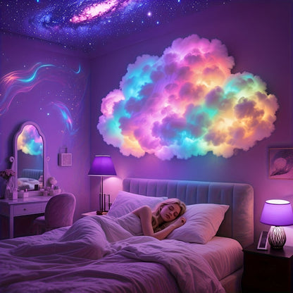 Cloud Night Light 3D RGB, DIY Thunder Cloud Lamp with Music Sync & Color Changing LED, USB Powered