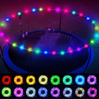 Solar Powered LED Trampoline Lights Colorful Rope Lights for 8-16 Ft Trampolines 8 Dynamic Modes IP65 Waterproof Outdoor Backyard Decoration