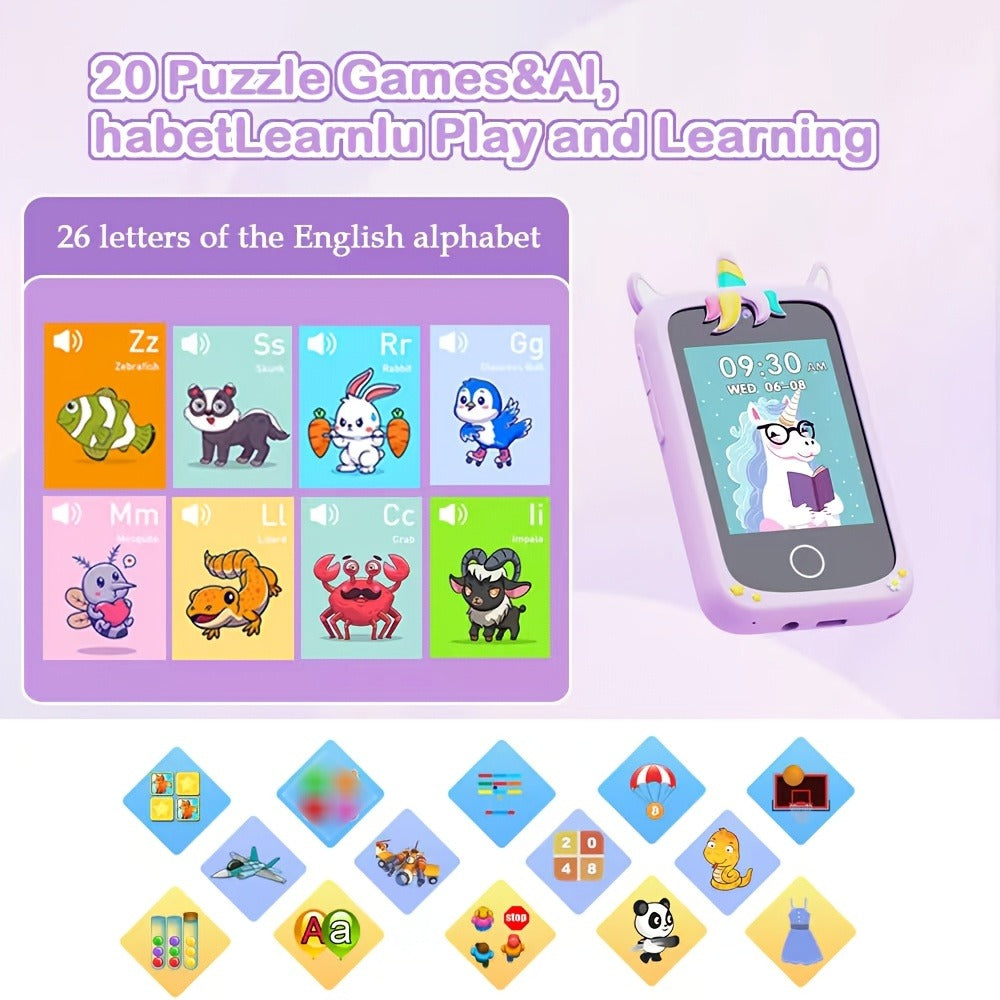 Kids Educational Smartphone Toy with 1080P HD Camera, 20 Mini-Games, Music, Stories & Habit Training
