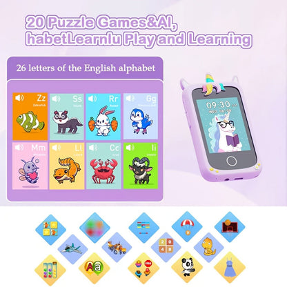Kids Educational Smartphone Toy with 1080P HD Camera, 20 Mini-Games, Music, Stories & Habit Training