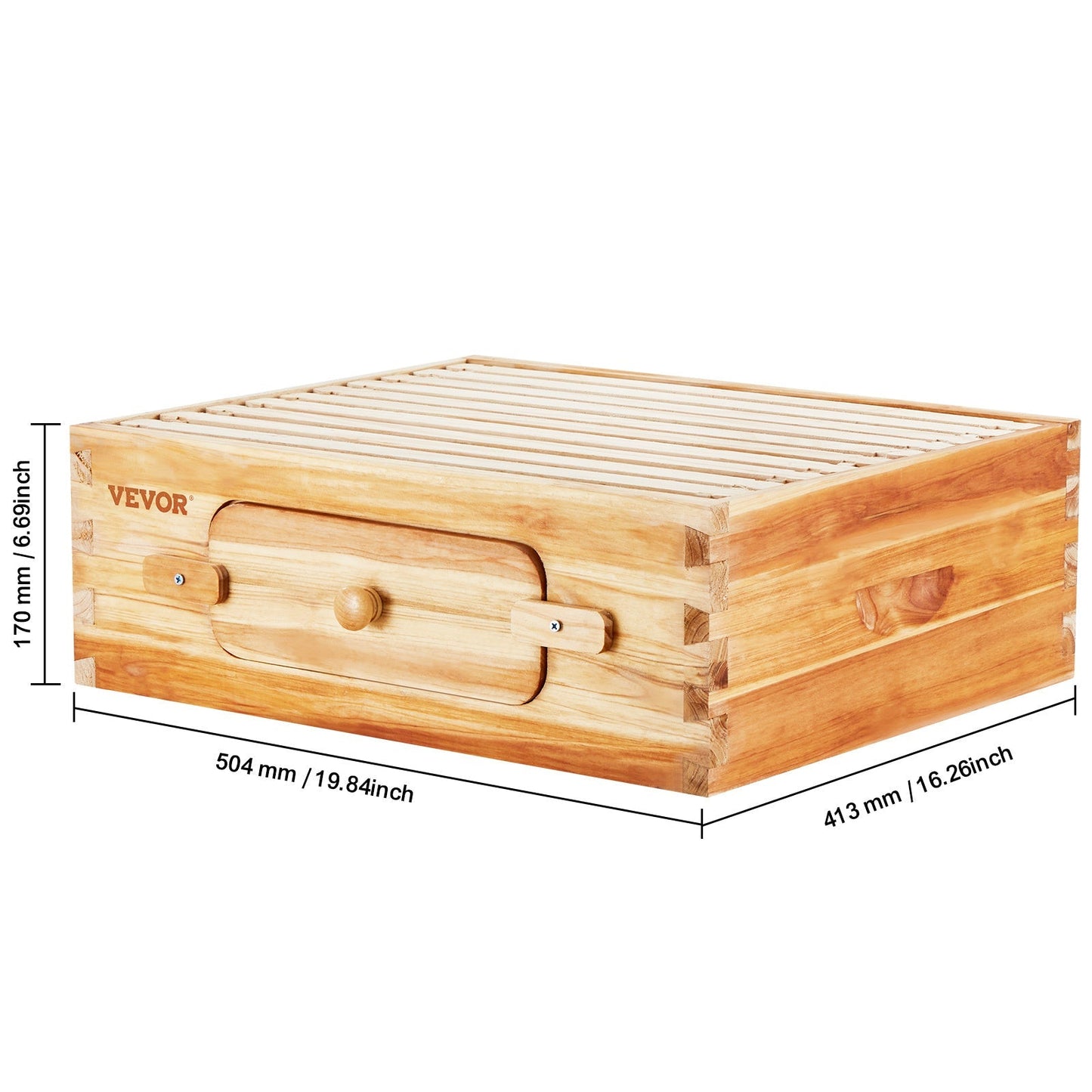 Beehive Kit 10 Frame Cedar Wood Bee Hive with Transparent Windows & Beeswax Coating, for Garden, Yard and Pest Management