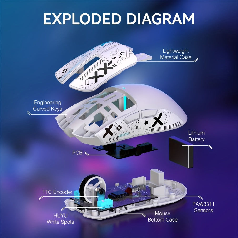 ATTACK SHARK X11 Wireless Gaming Mouse with RGB Charging Dock, Tri-Mode 2.4G/USB-C, PAW3311 Sensor