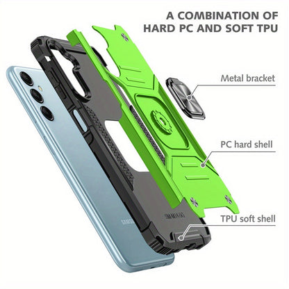Phone Case Dual-Layer PC and TPU Ring-Kickstand Cover for Samsung Galaxy A15 5G in Three Colors