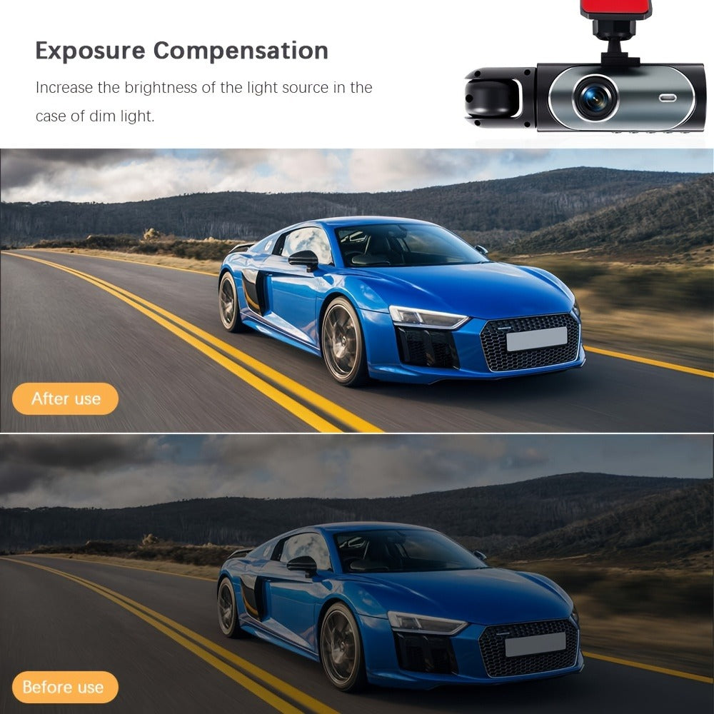 Dash Camera Checkout Options with Wide-Screen Dual-Camera Body or Two-Inch No-WiFi Models Pictured