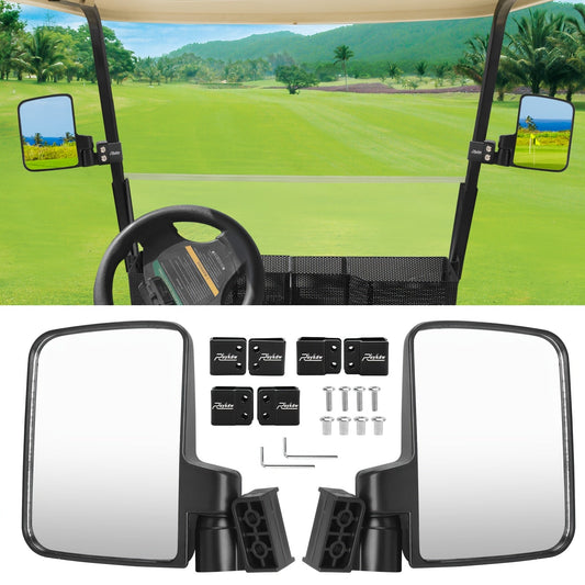 Golf Cart Mirror Set Convex Wide Angle Rotatable Side & Panoramic Rear View Mirrors – Fits Yamaha, EZGO, Club Car & Most Golf Carts
