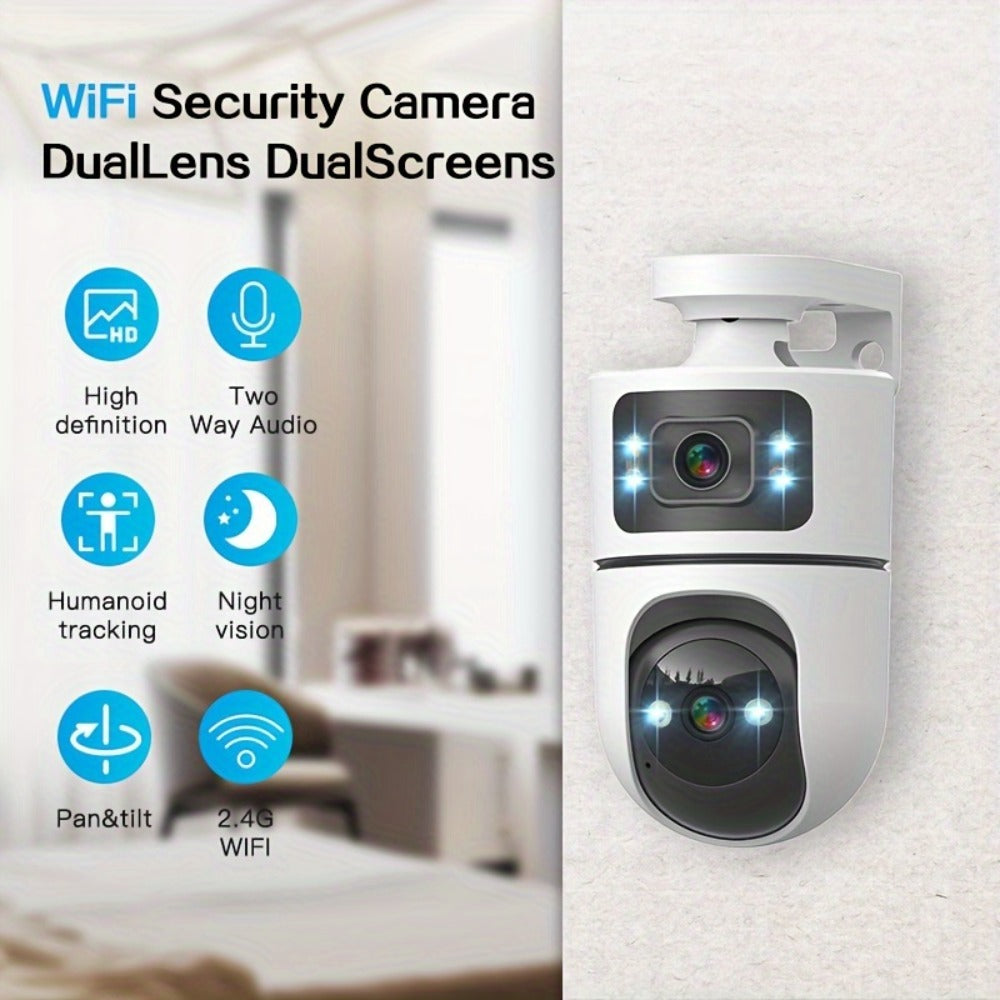 Security Camera QW2 Dual-Lens Outdoor PTZ Model with IP66, Auto Tracking, Two-Way Audio and Four Pack Options