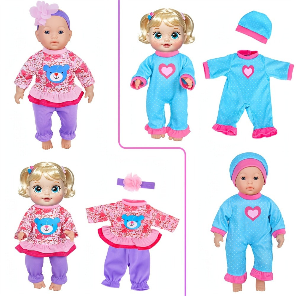 10-Set Baby Doll Clothes for 10 12 14 Inch Dolls, Variety Fashion Outfits Set, Safe Fabric, Easy On Off
