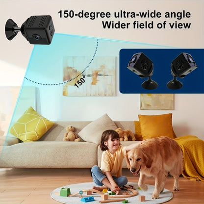 2K Mini Magnetic Security Camera, Continuous Video Recording, Night Vision, 2.4G WiFi, USB & Battery Dual Power