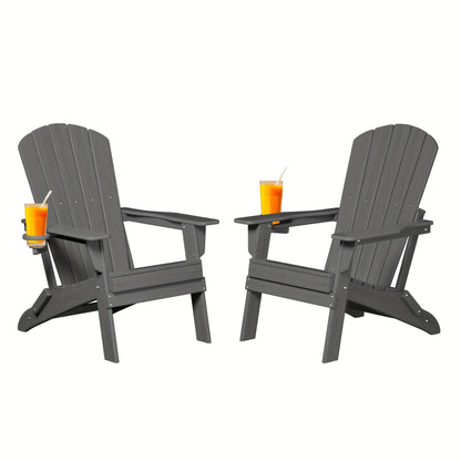 Folding Adirondack Chair with Cup Holder – HDPE All-Weather Outdoor Patio Chair