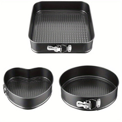 Removable Bottom Cake Pan Set, Nonstick Carbon Steel Round & Heart Shaped Springform Baking Pans
