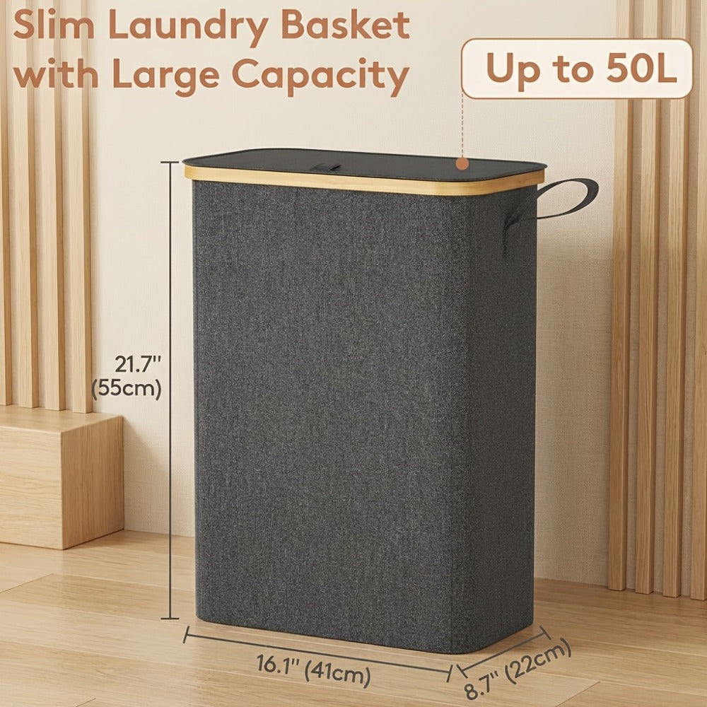 Slim Lidded Laundry Hamper with Removable Bag in Six Colors and 50L, 65L or 75L Options Pictured