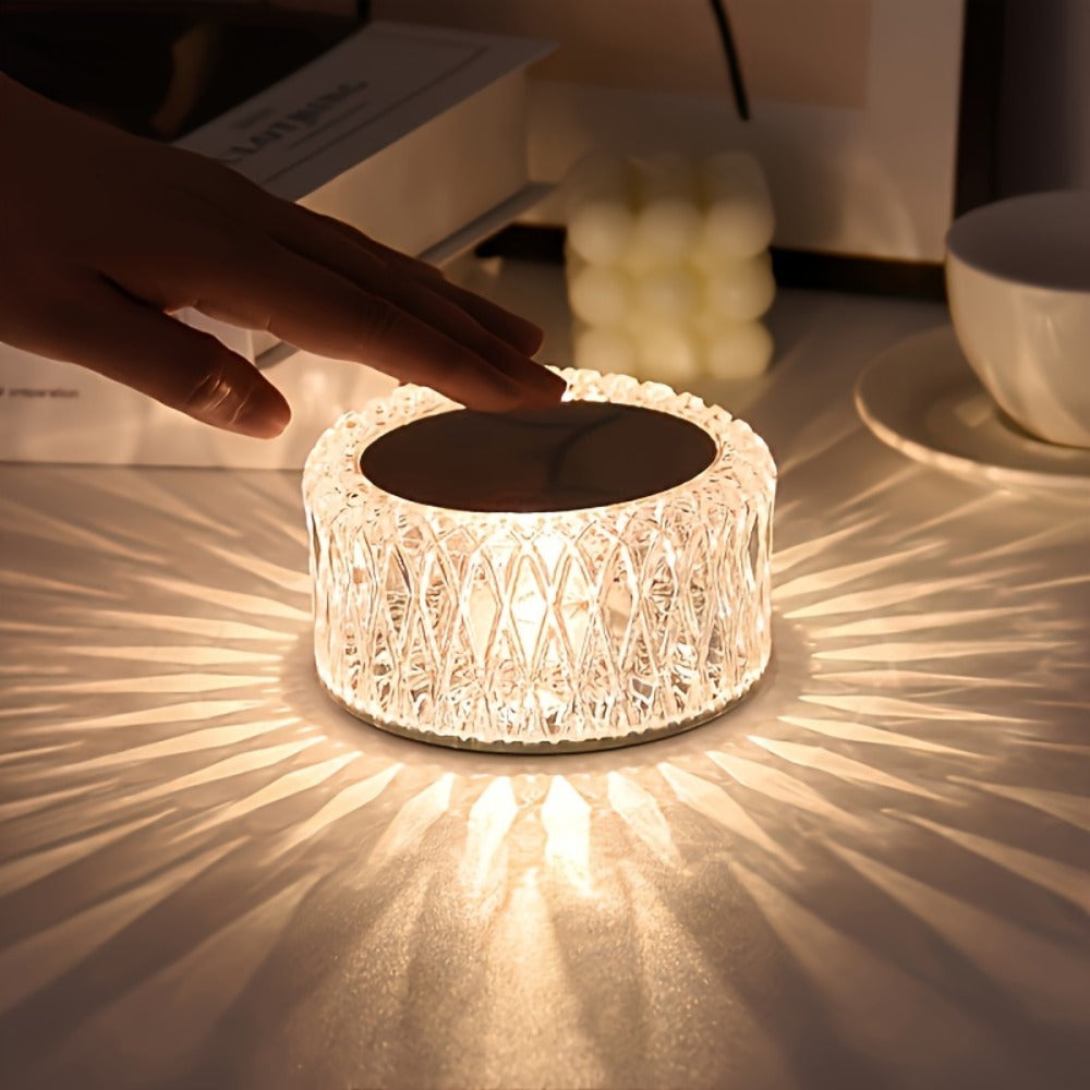 RGB LED Desk Lamp 16 Color Crystal Effect - Portable Battery Powered Night Light with Remote & Touch Control