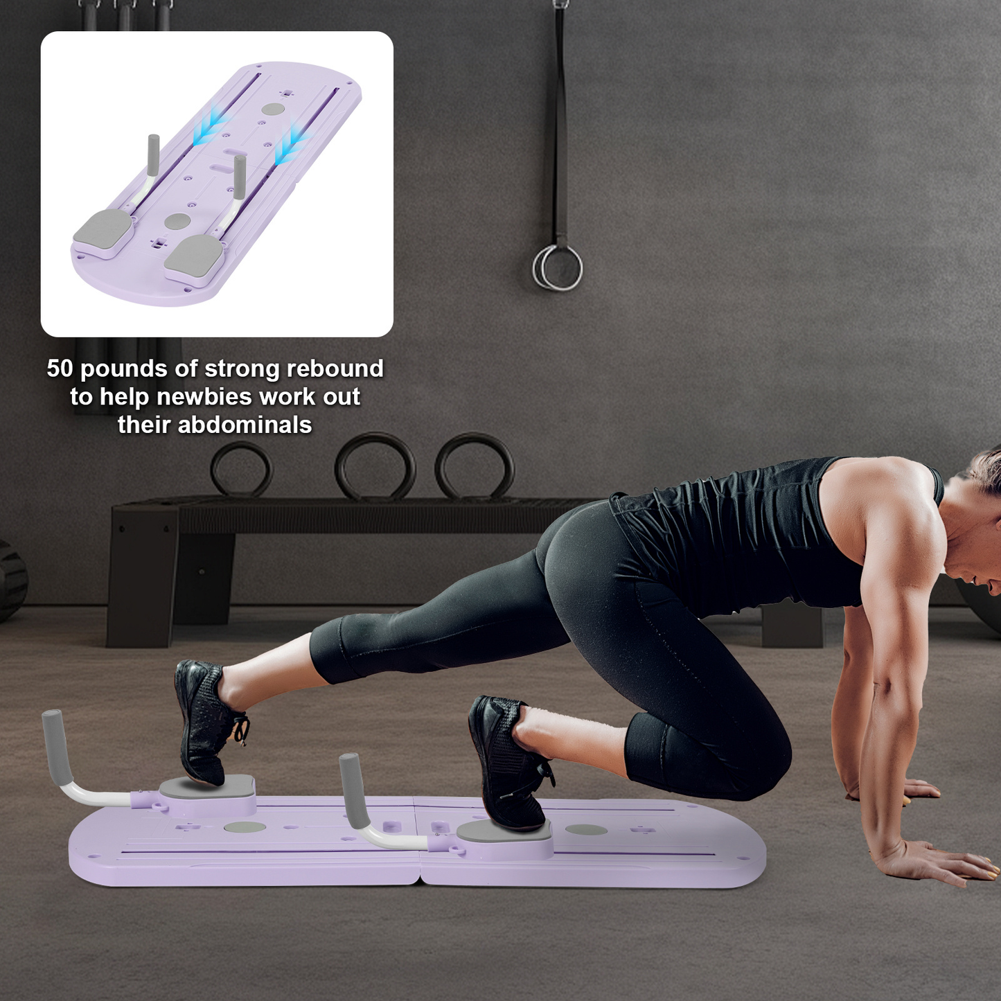 Foldable Pilates Board 8-in-1 with Resistance Bands – Anti-Slip Yoga Push-Up Board for Core Strength, Balance
