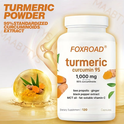 Curcumin 6-in-1 Capsules with 95% Active Curcumin, Vitamin C & Probiotics, 120 Capsules 120-Day Supply